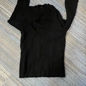 Zara Black Heart Cutout Long Sleeve Top